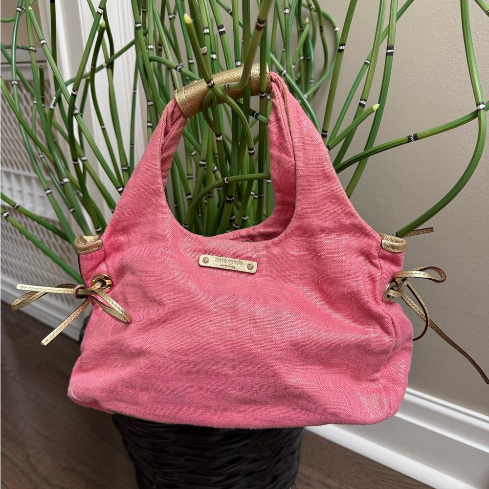 Kate Spade New York Pink Satchel Bag Purse with Gold Accents & Side Bows